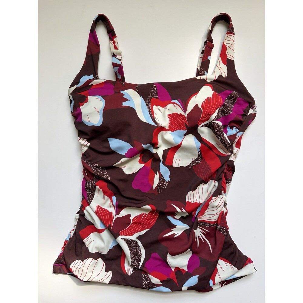 Athleta Square Neck Bra Cup Tankini 34D/DD Hero Bloom